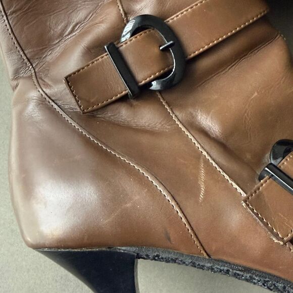 Claudia Ciuti Brown Leather Heeled Boots Size 7 - Picture 7 of 8